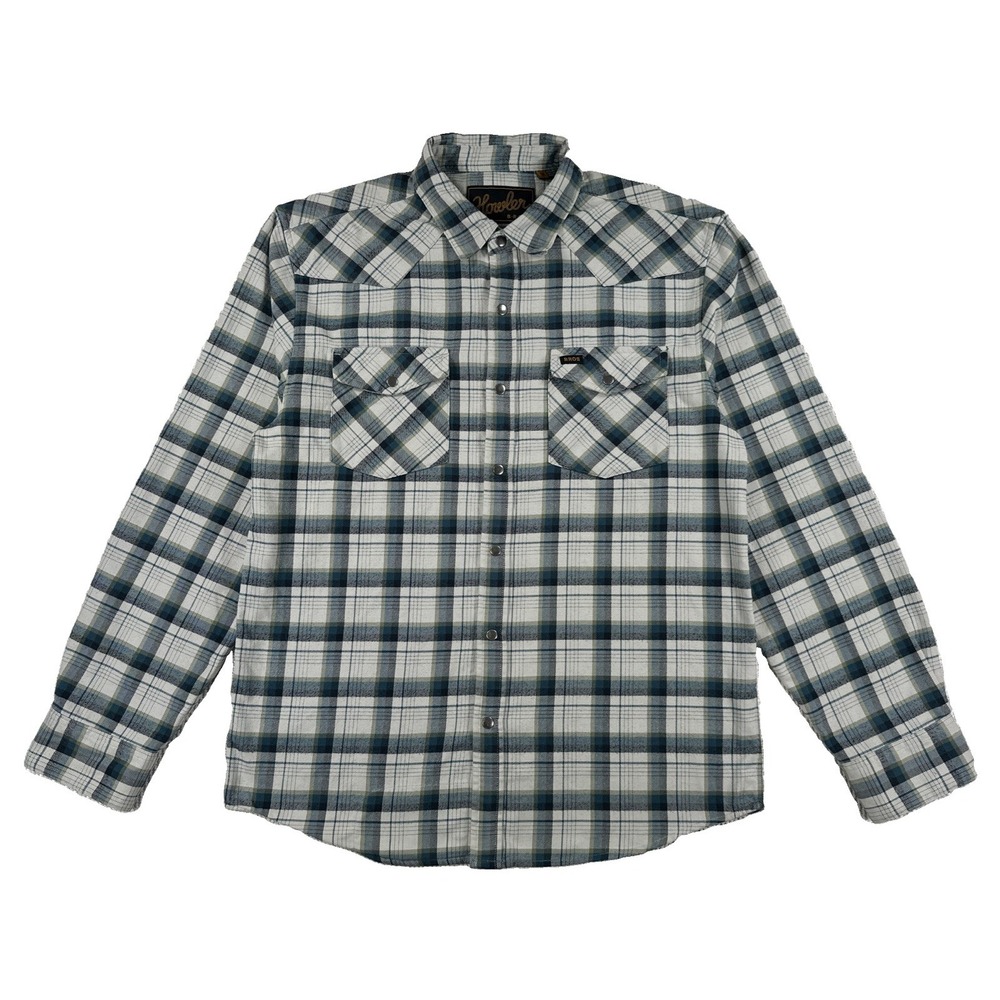 Howler Bros Flannel Shirt Snap Button Men's Medium Blue Plaid Long Sleeve